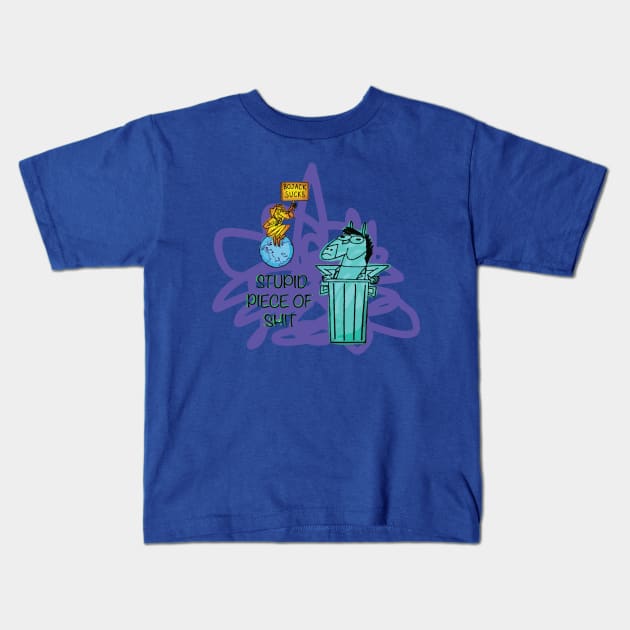 Bojack Piece of Shit 3 Kids T-Shirt by whodi sease